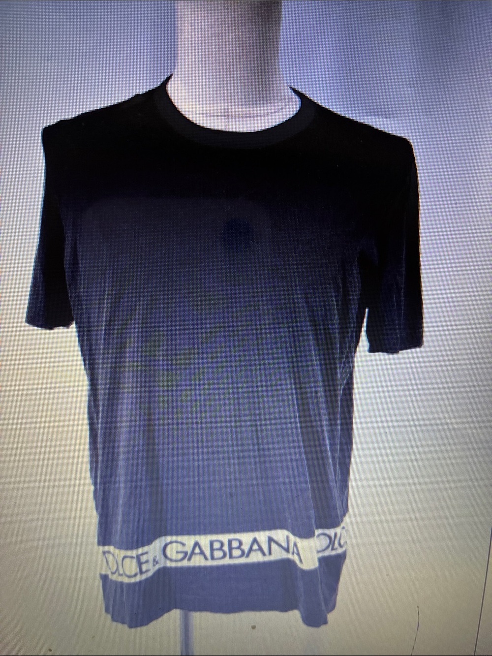Dolce & Gabbana Black Crewneck T-Shirt with White Logo Hem